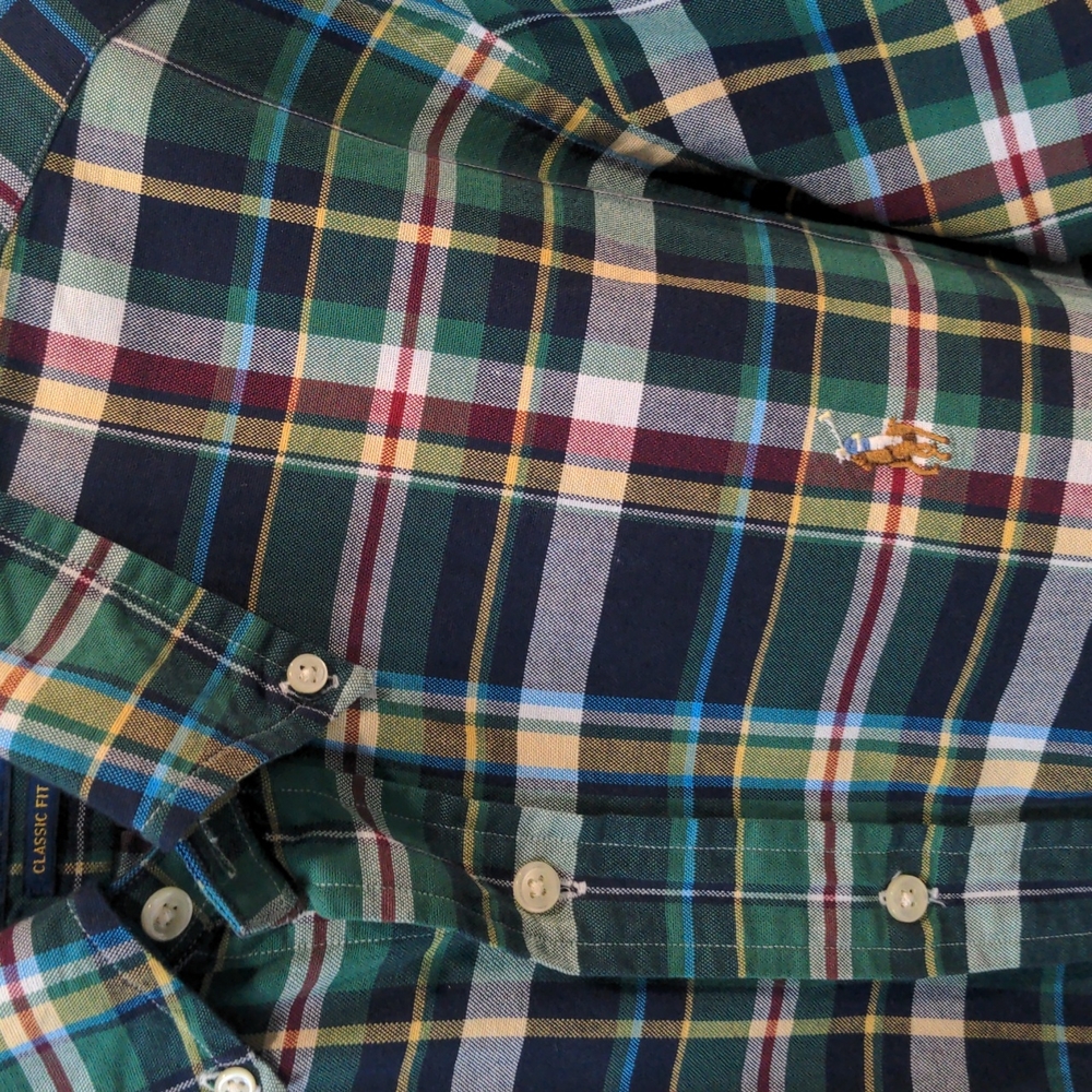 Ralph Lauren polo button down medium green and red